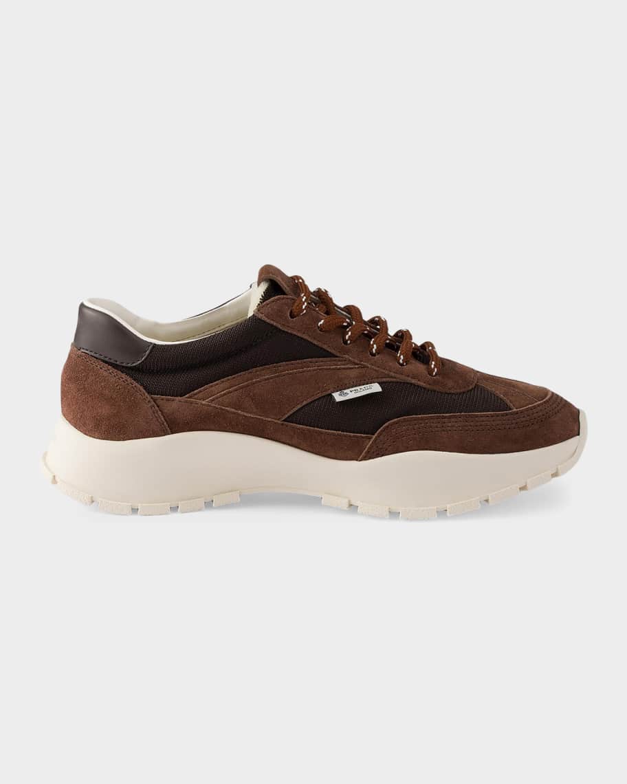 Prada Mesh and Suede Low-Top Sneakers | Neiman Marcus