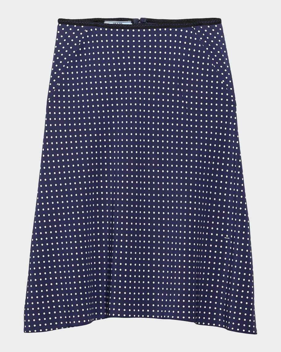 Prada Polka-Dot Marocain Flared Skirt | Neiman Marcus