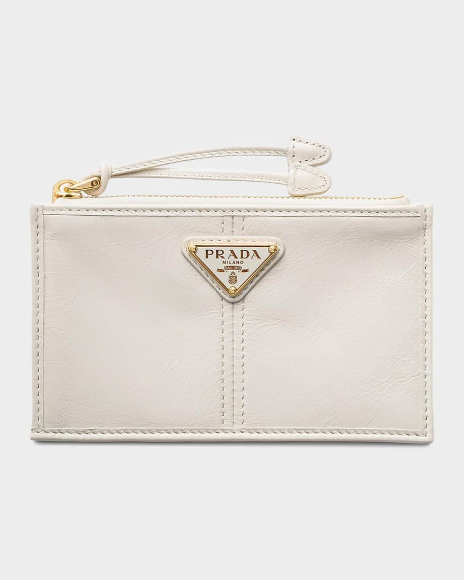 Prada Leather Card Holder With Zipper | Neiman Marcus
