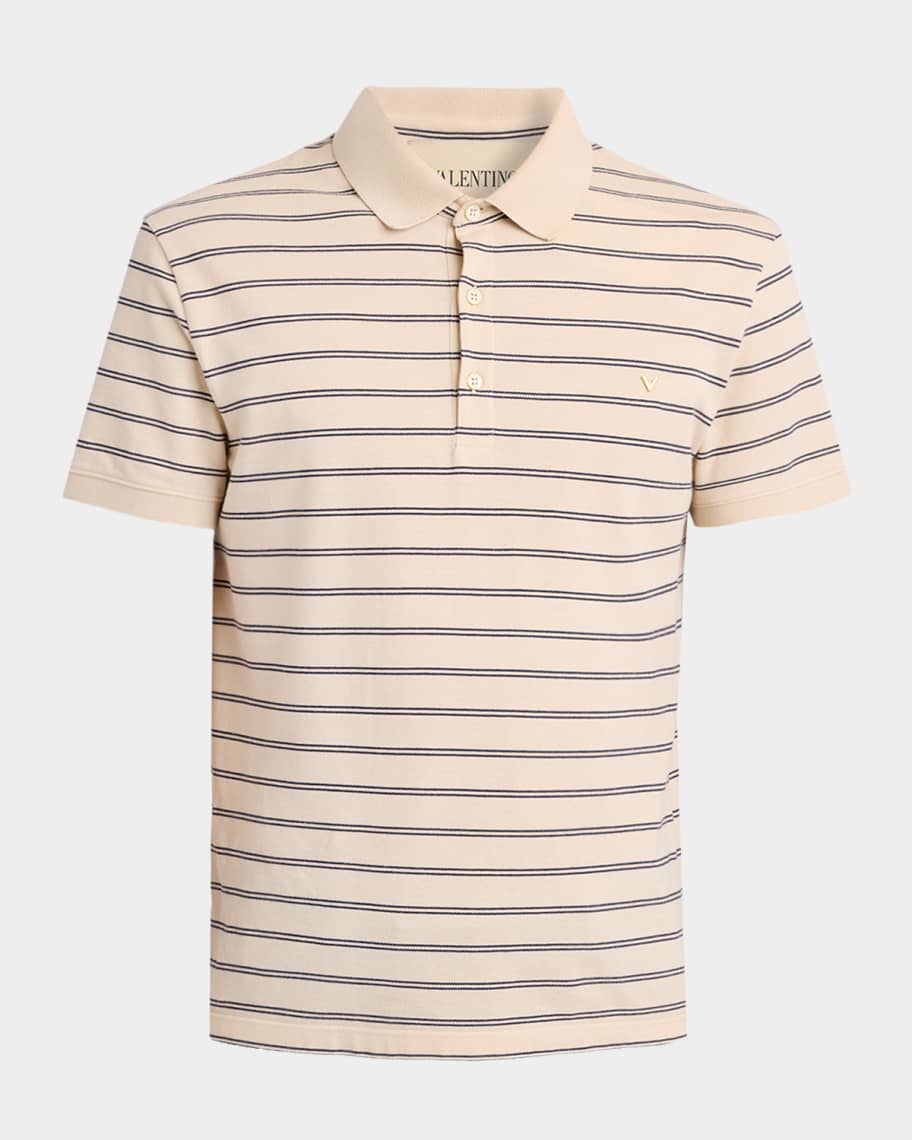 VALENTINO 極美品 トワルイコノグラフ シルクブラウス シャツ 36 Valentino Garavani Men's VGold Stripe Jersey Polo Shirt | Neiman