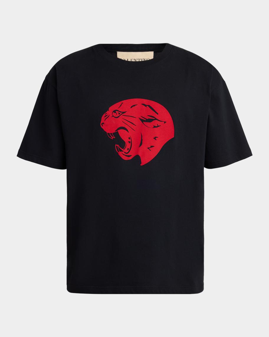 トップス VALENTINO black panther t-shirt Valentino Garavani Men's Panther Cotton Crewneck T-Shirt | Neiman
