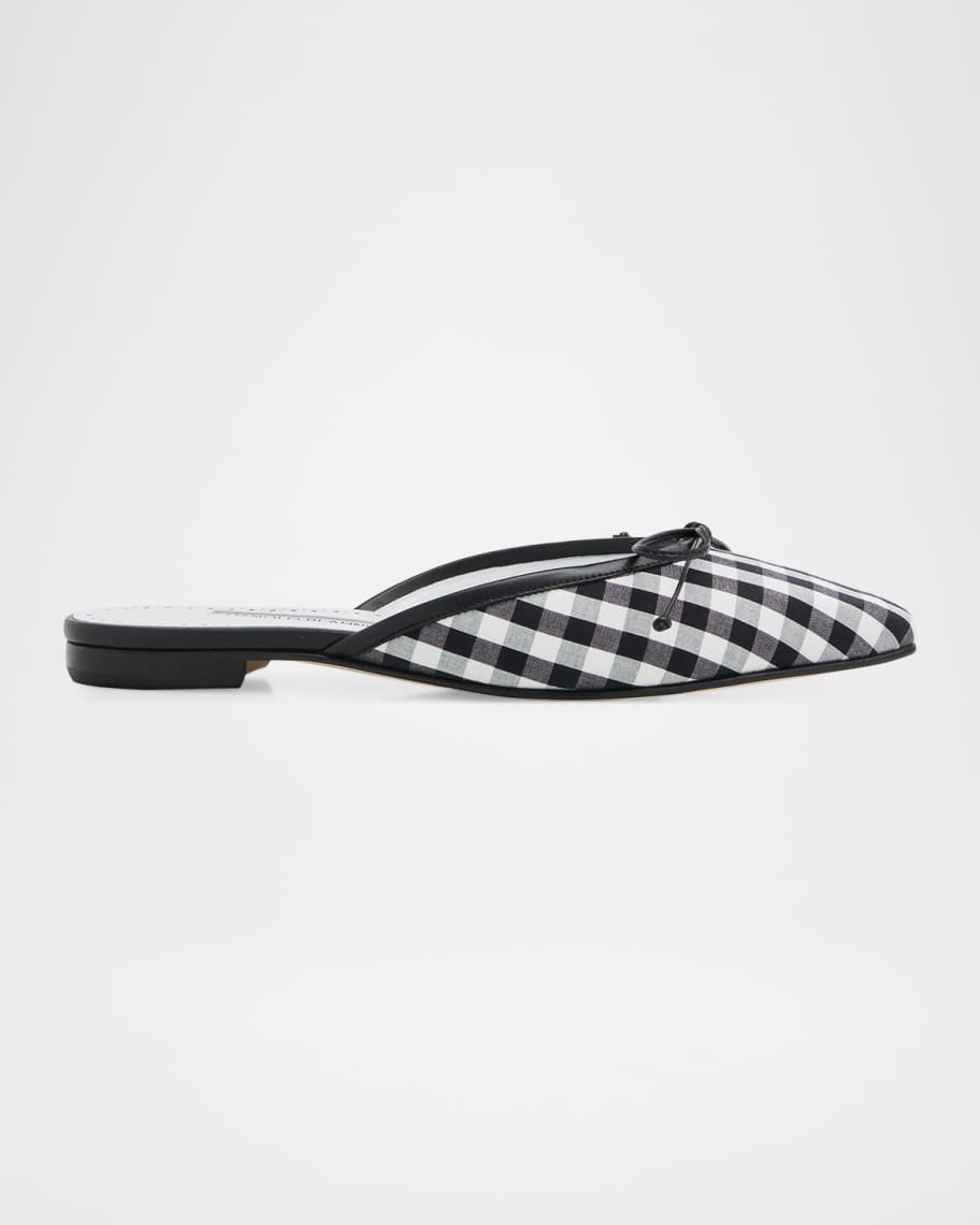 Manolo Blahnik Ballerimu Gingham Mules | Neiman Marcus
