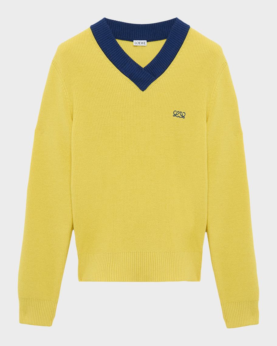 LOEWE Bicolor V-Neck Sweater | Neiman Marcus