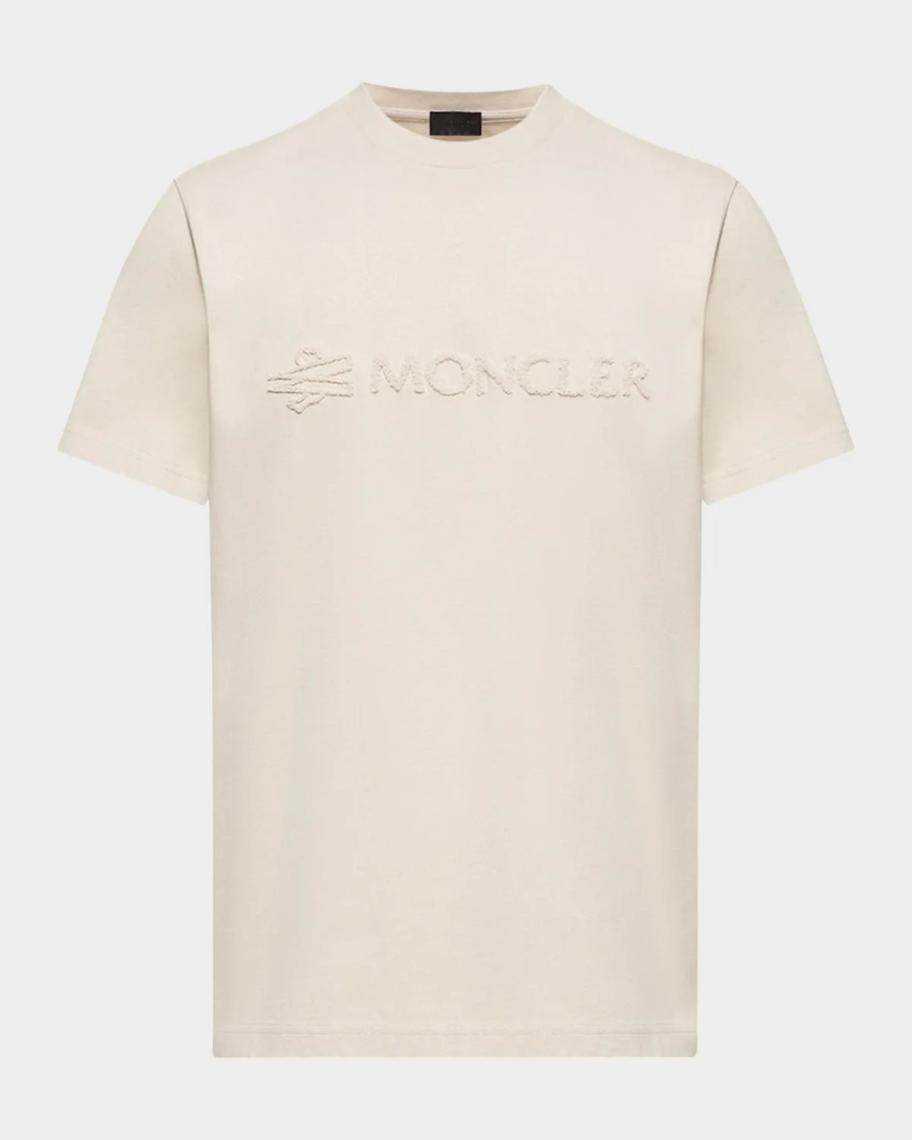 Moncler Men's Terry-Effect Logo Cotton Jersey Crewneck T-Shirt