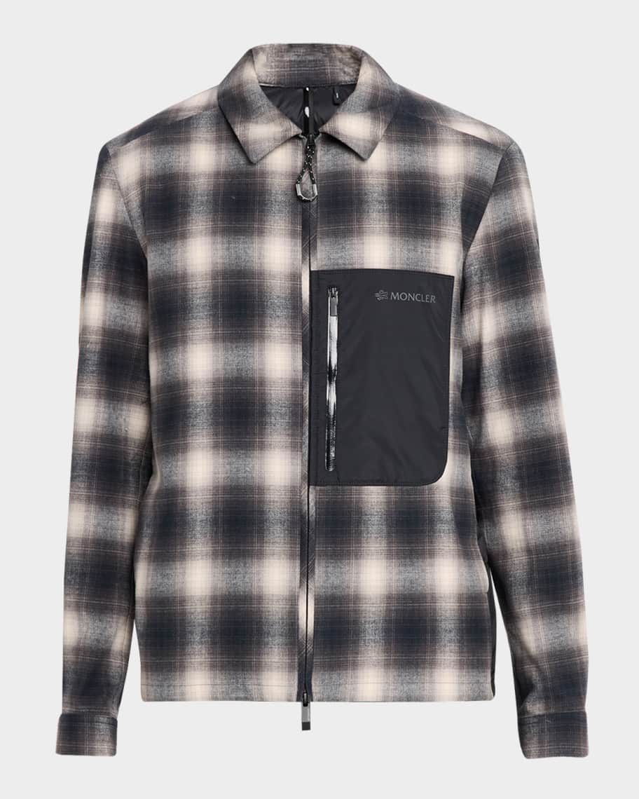 Moncler Grenoble Men's Plaid Mixed-Media Jacket | Neiman Marcus