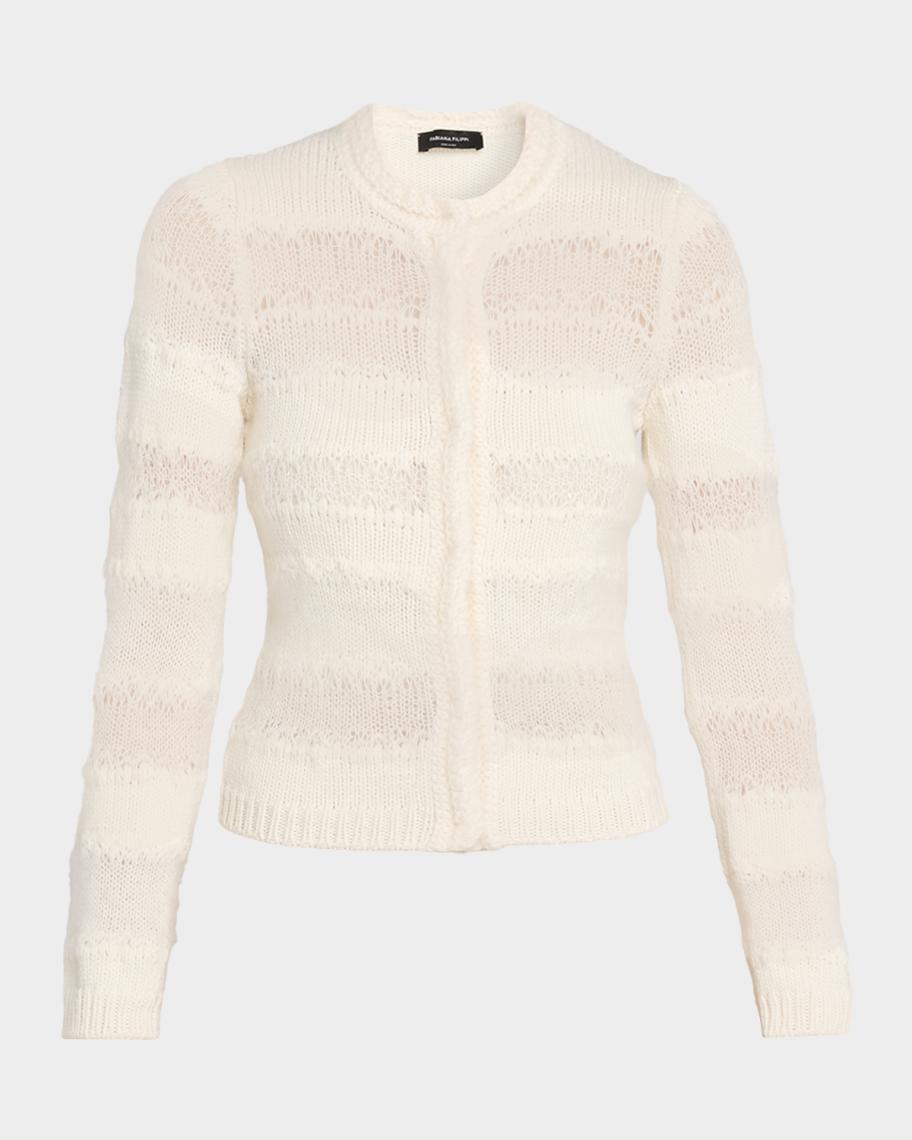 Fabiana Filippi Mohair-Blend Openwork Pointelle Cardigan | Neiman