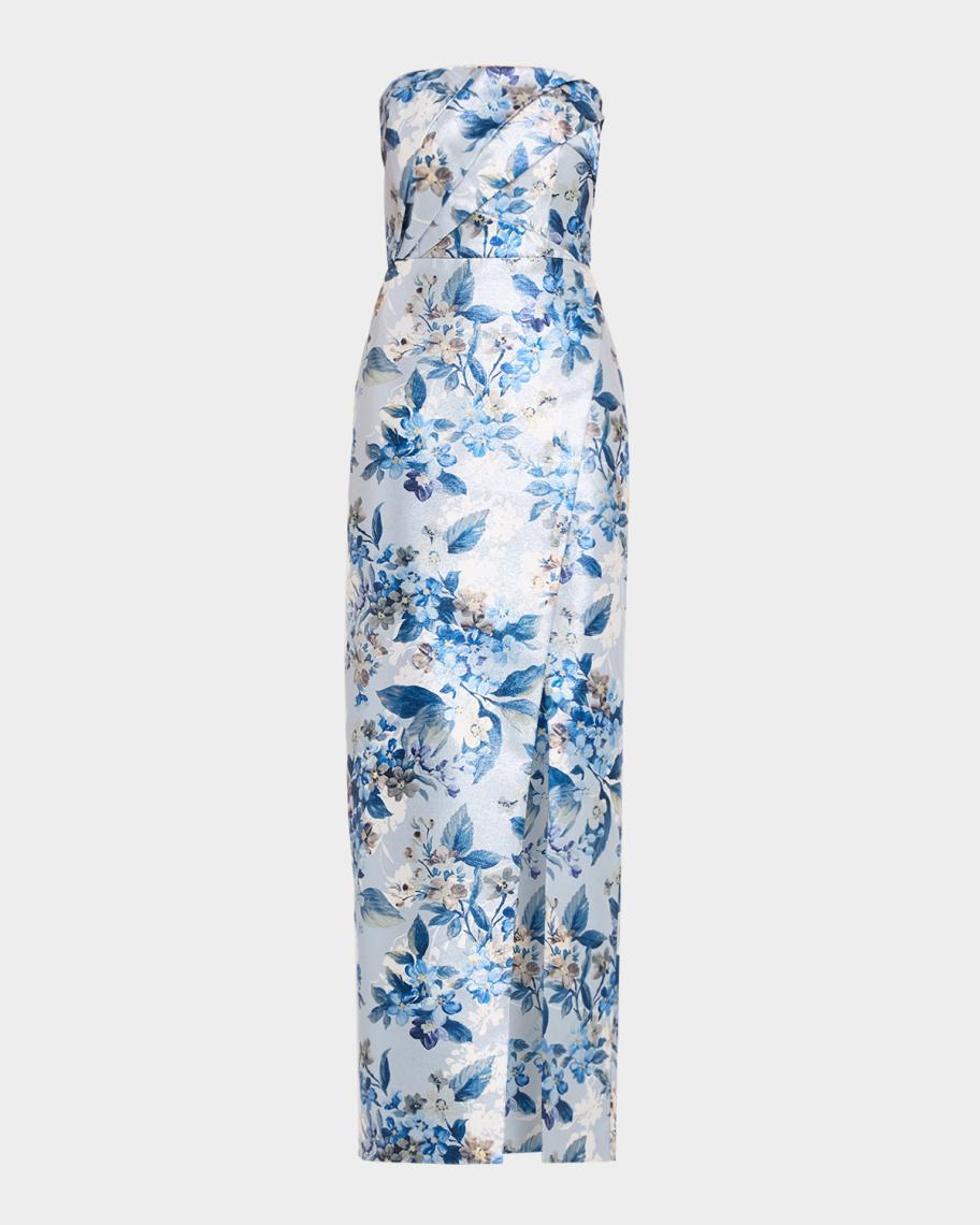 Aidan Mattox Strapless Floral Jacquard Column Gown | Neiman Marcus