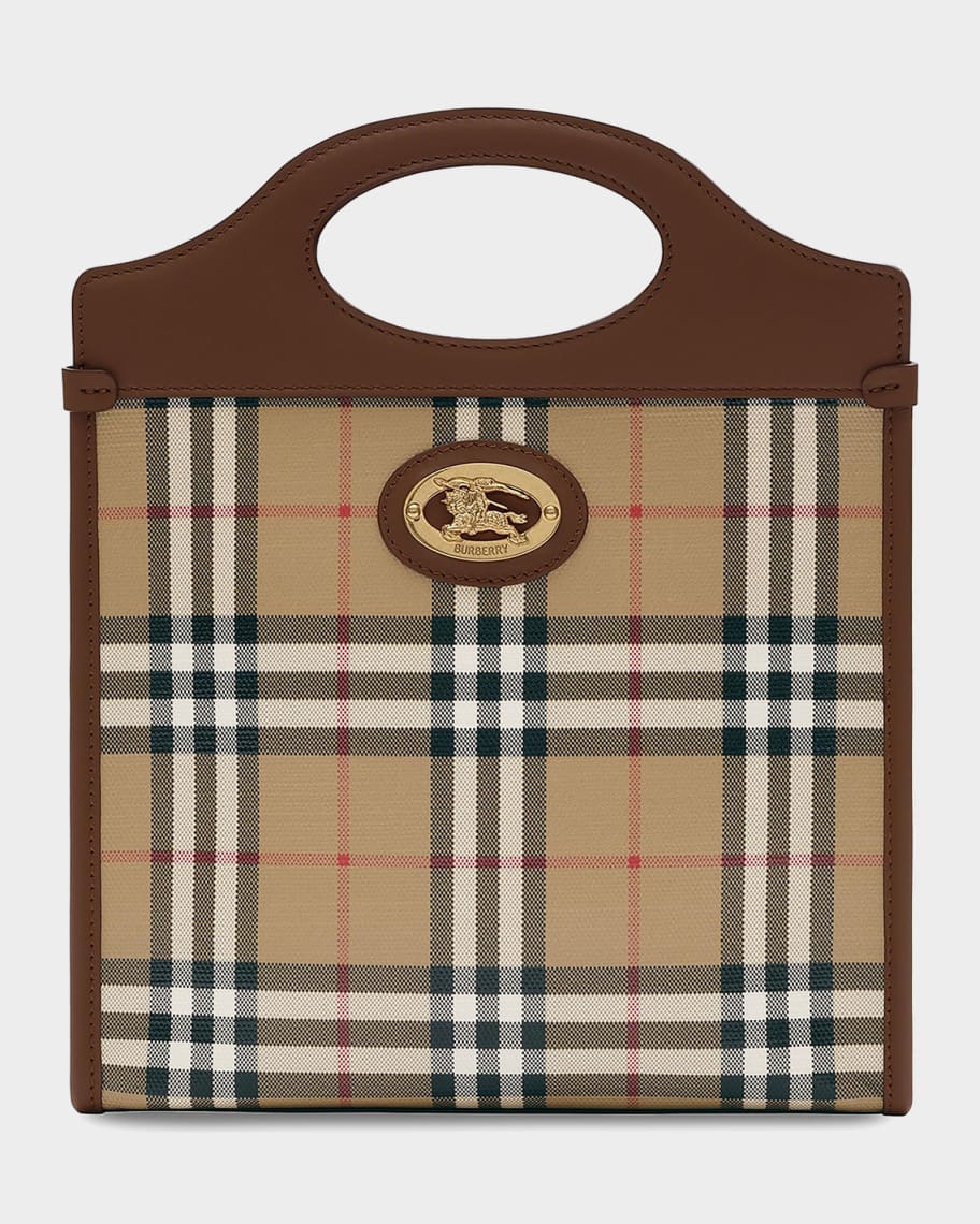Burberry Mini Check Canvas & Leather Pocket Bag | Neiman Marcus