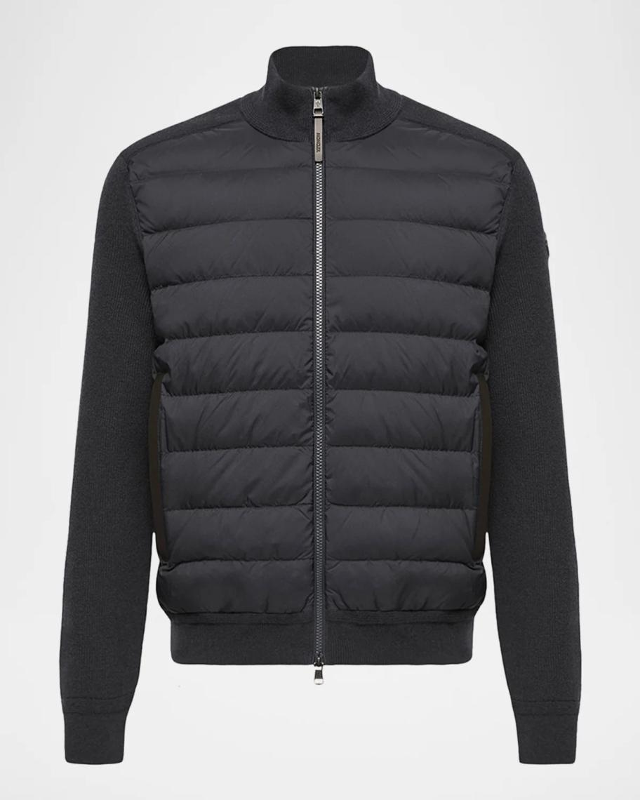 MONCLER 長袖ワンピース 6Y ネイビー×グレー Moncler Men's Padded Crepe Cotton Full-Zip Cardigan | Neiman Marcus