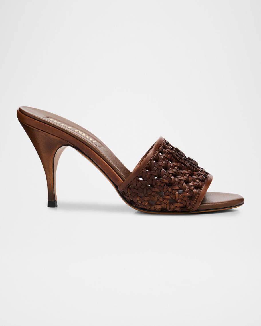 Miu Miu Woven Leather Stiletto Sandals | Neiman Marcus
