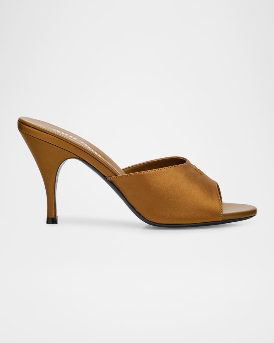 m*n様 THE SANDALMAN Cloveru Miu Miu Embroidered Satin Sandals | Neiman Marcus