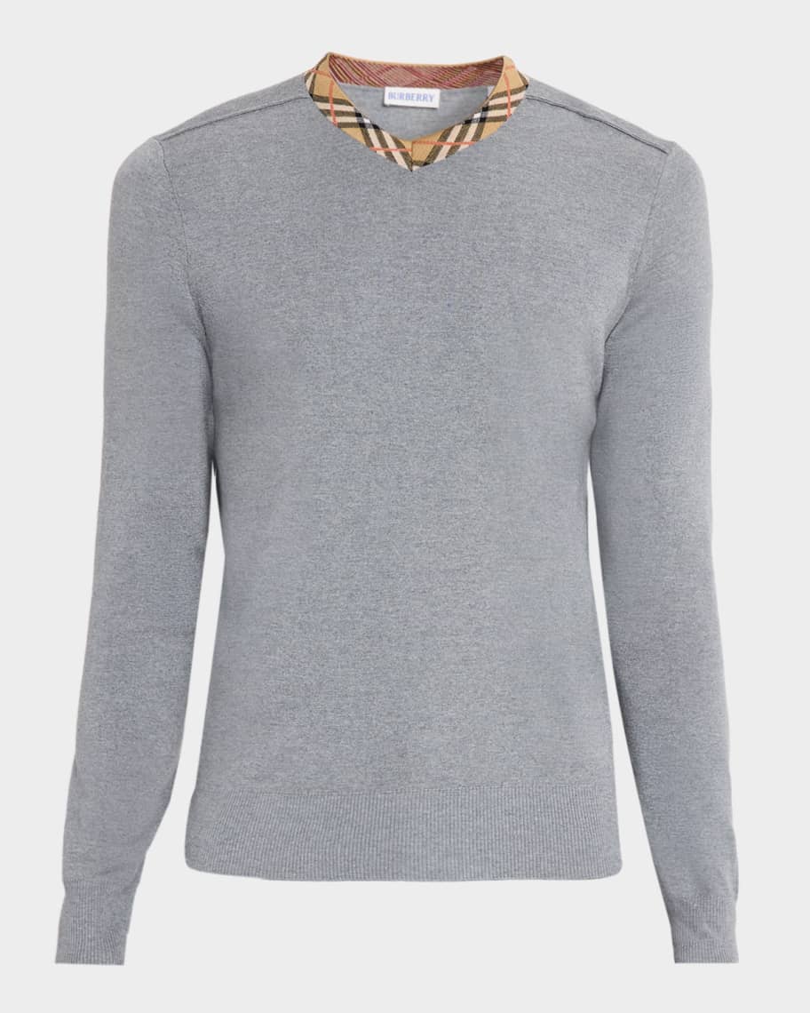 BURBERRYドライバーズニットM 美品 Burberry Men's Maxim Check-Trim V-Neck Sweater | Neiman Marcus
