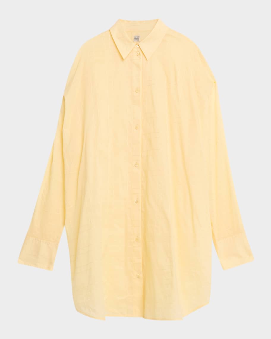 Toteme Monogram Embroidered Cotton Long Summer Shirt | Neiman Marcus