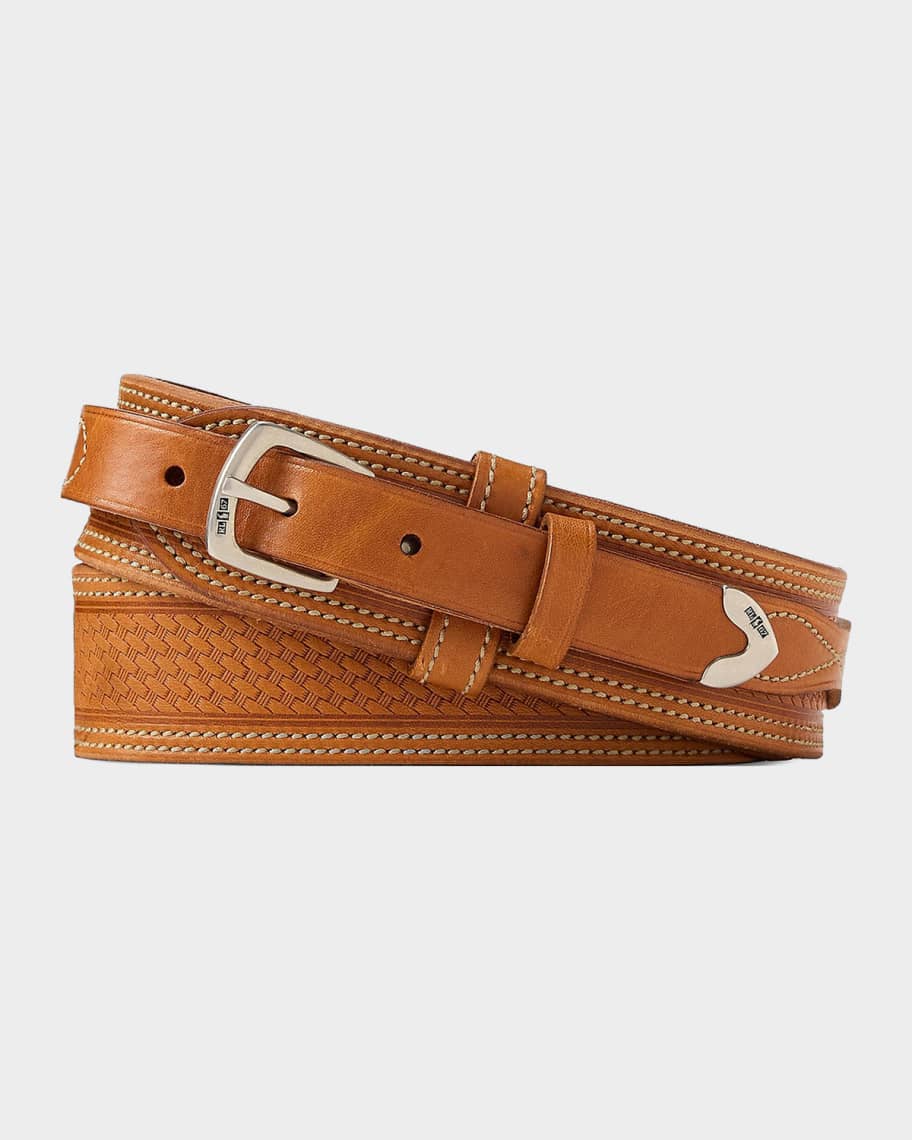 Polo Ralph Lauren Men's Topstitched Leather Belt | Neiman Marcus