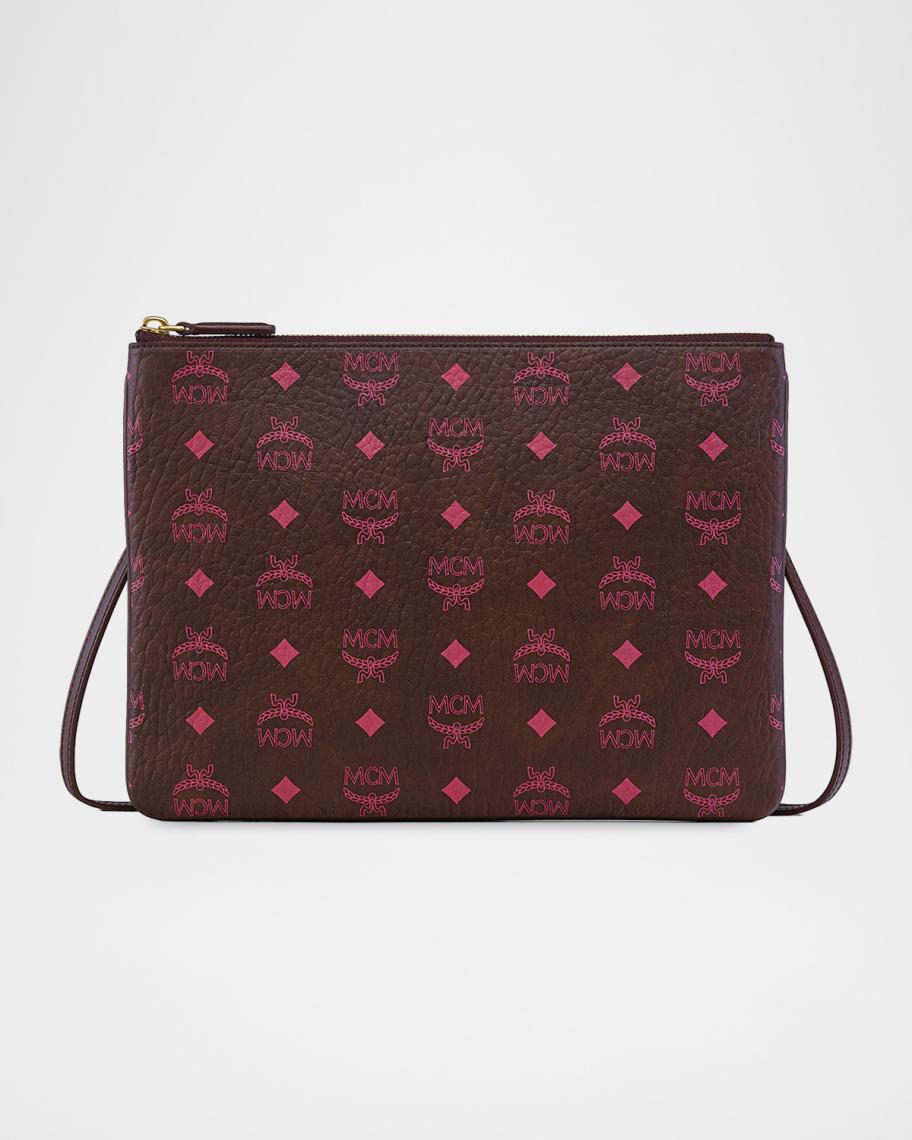 MCM Medium Aren Visetos Flat Crossbody Pouch Bag | Neiman Marcus