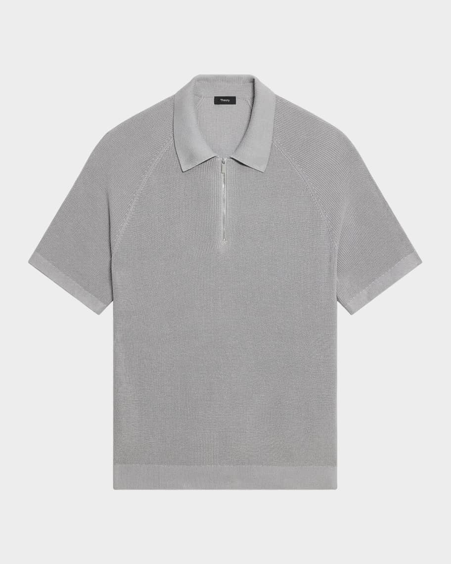 Theory Men's Tactile Cotton Quarter-Zip Polo Shirt | Neiman Marcus