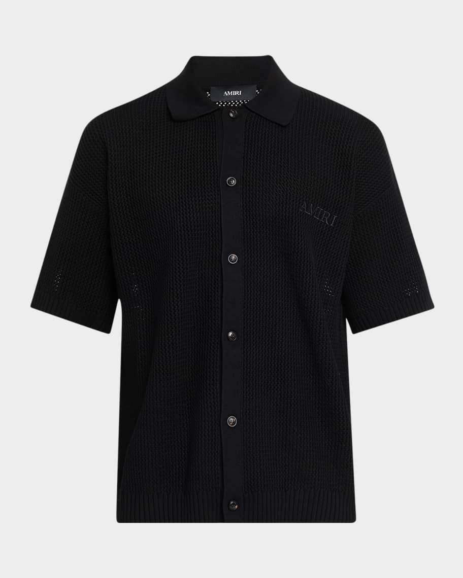 Amiri Men's Crochet-Knit Mesh Cotton Shirt | Neiman Marcus