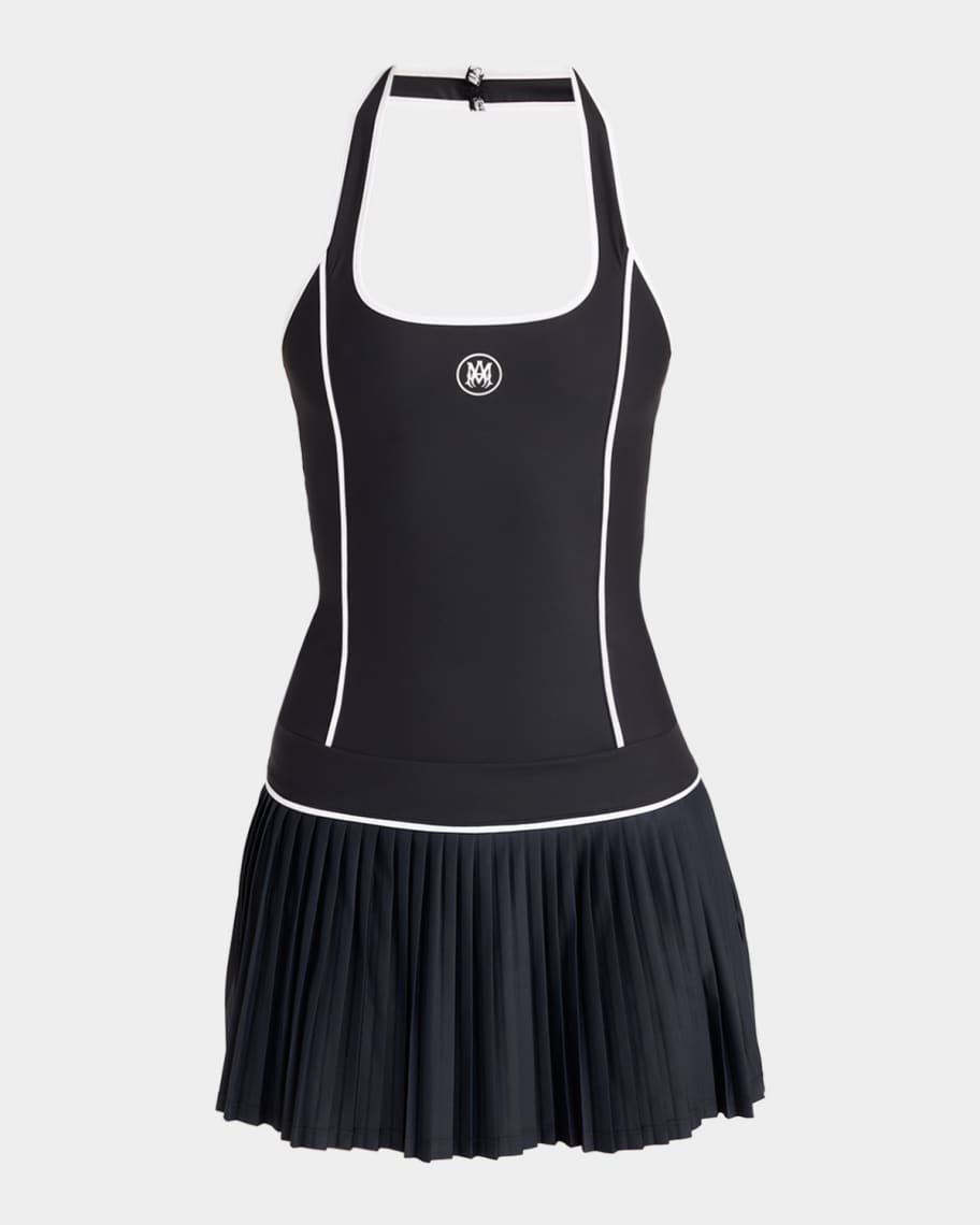 black mini tennis dress Offline by Aerie M Tiered Mini Tennis Dress Skort Stretch Sporty Athleisure