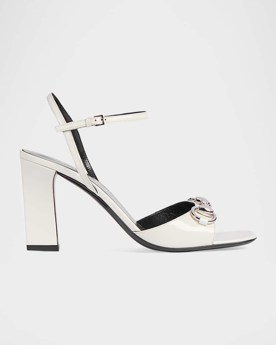 Gucci 85mm Signora Patent Leather Sandals with Horsebit | Neiman