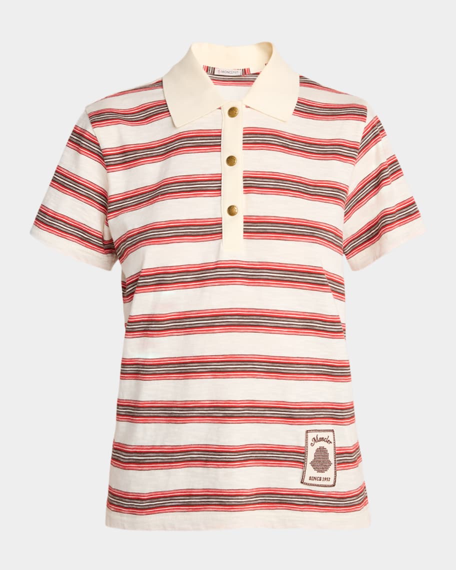 Moncler Striped Short-Sleeve Polo | Neiman Marcus