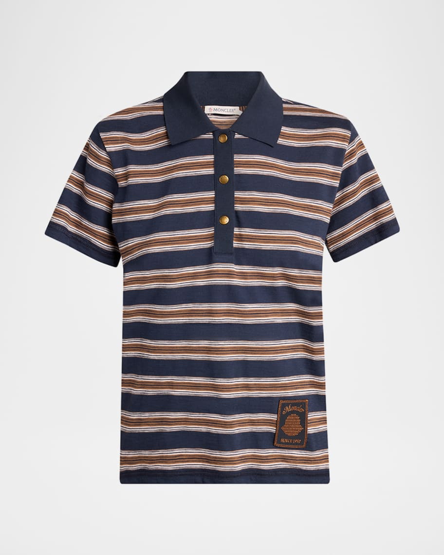 Moncler Striped Short-Sleeve Polo | Neiman Marcus