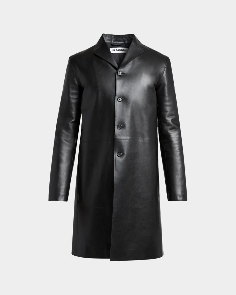 Jil Sander Men's Leather Single-Breasted Long Sport Coat | Neiman