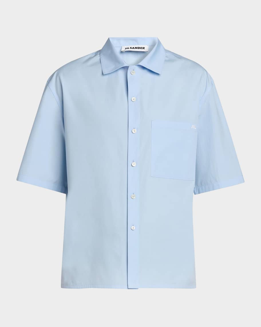 Jil Sander Logo-Embroidered Cotton Poplin Shirt | Neiman Marcus