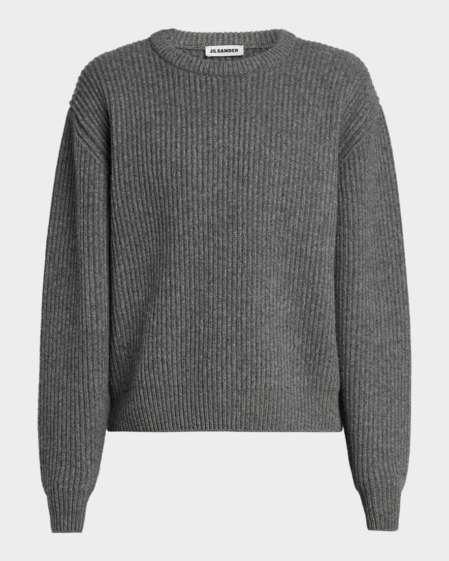 Jil Sander Men's Fisherman's Rib Knit Crewneck Sweater | Neiman Marcus