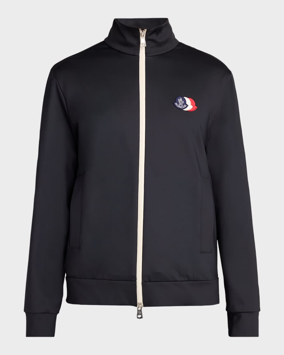 Moncler Men's Stand-Collar Technical Jersey Sweatshirt | Neiman Marcus