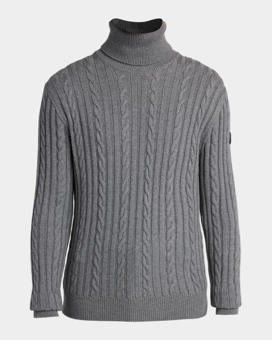 Moncler Men's Wool Cable Knit Turtleneck Sweater | Neiman Marcus