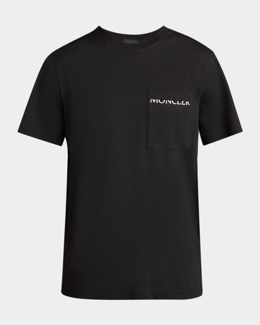 Moncler Men's Split-Logo Cotton Crewneck T-Shirt | Neiman Marcus
