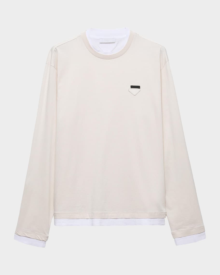 Prada Men's Long-Sleeved Cotton T-Shirt | Neiman Marcus