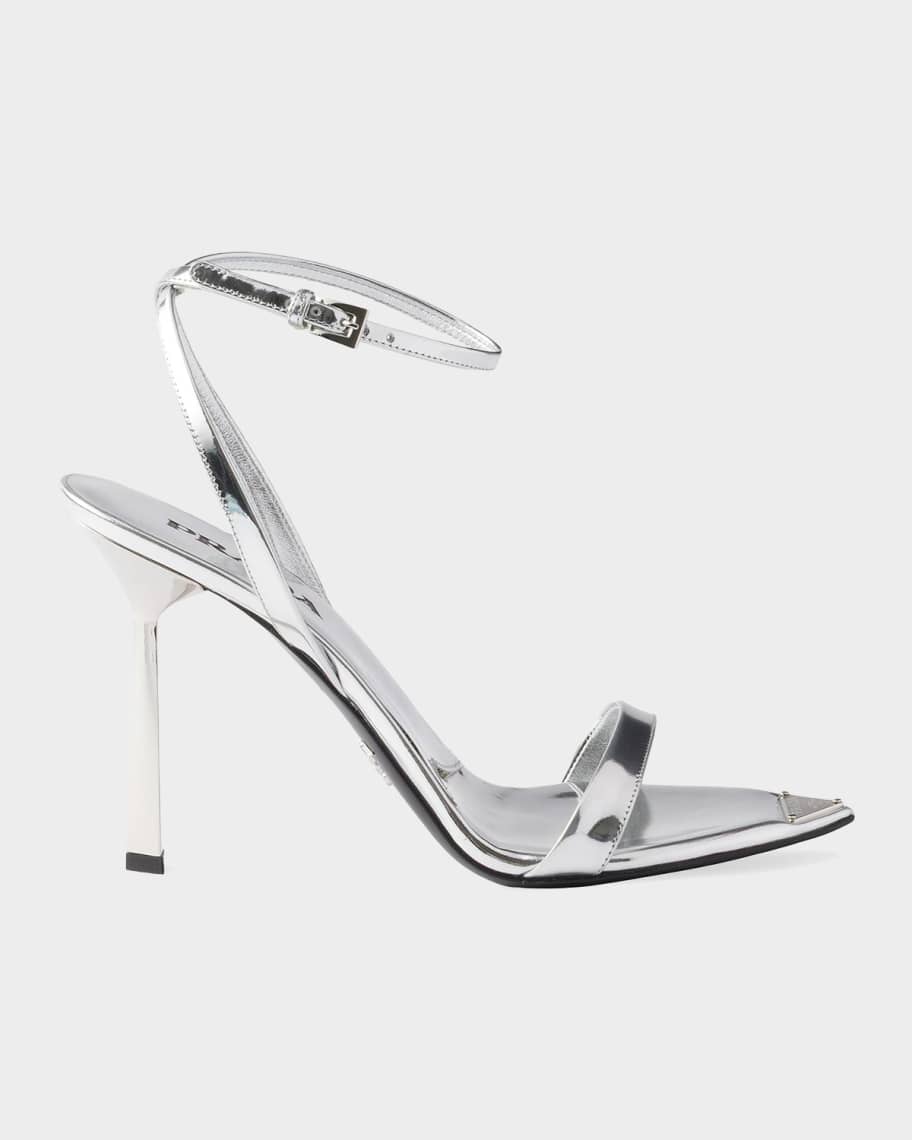 Prada Metallic Leather High-Heeled Sandals | Neiman Marcus