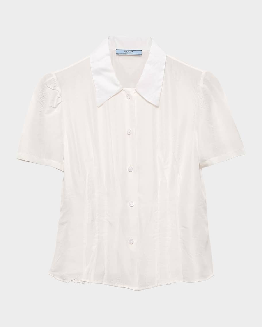 Prada Garment-Dyed Washed Silk Shirt | Neiman Marcus