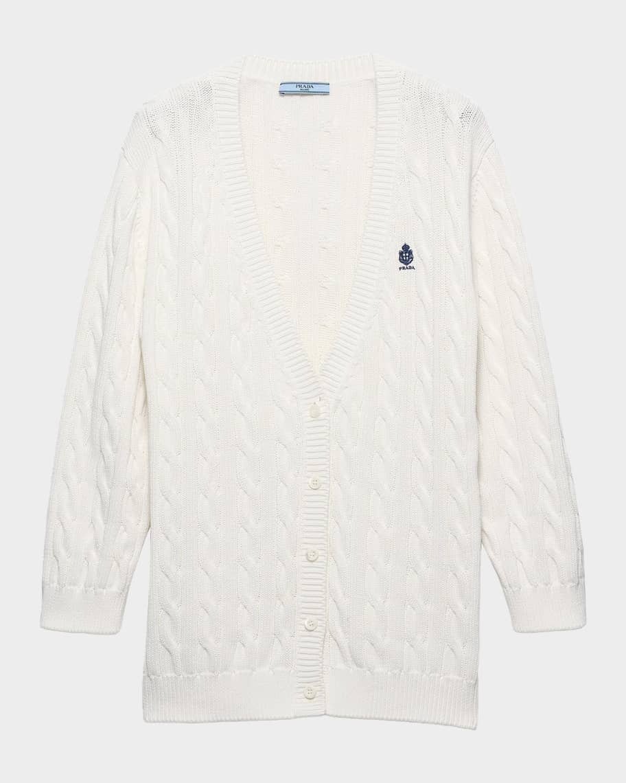 Prada Cable-Knit Cotton Cardigan | Neiman Marcus