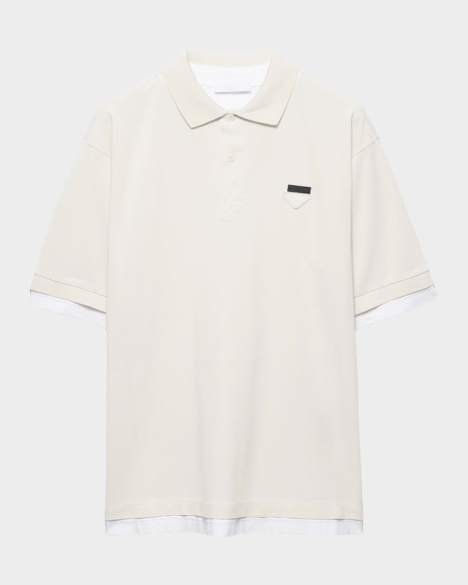 Prada Men's Layered Cotton Polo Shirt | Neiman Marcus