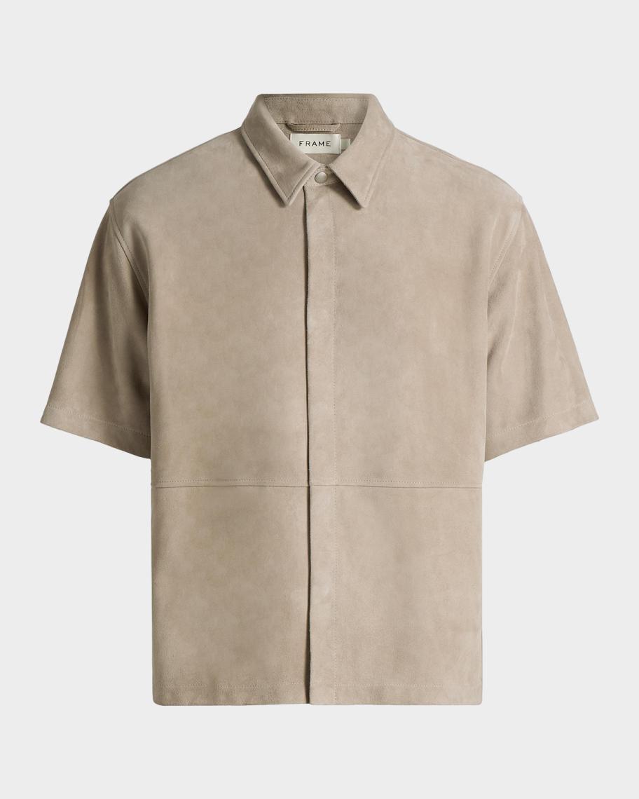 FRAME Men's Suede Button-Front Shirt | Neiman Marcus