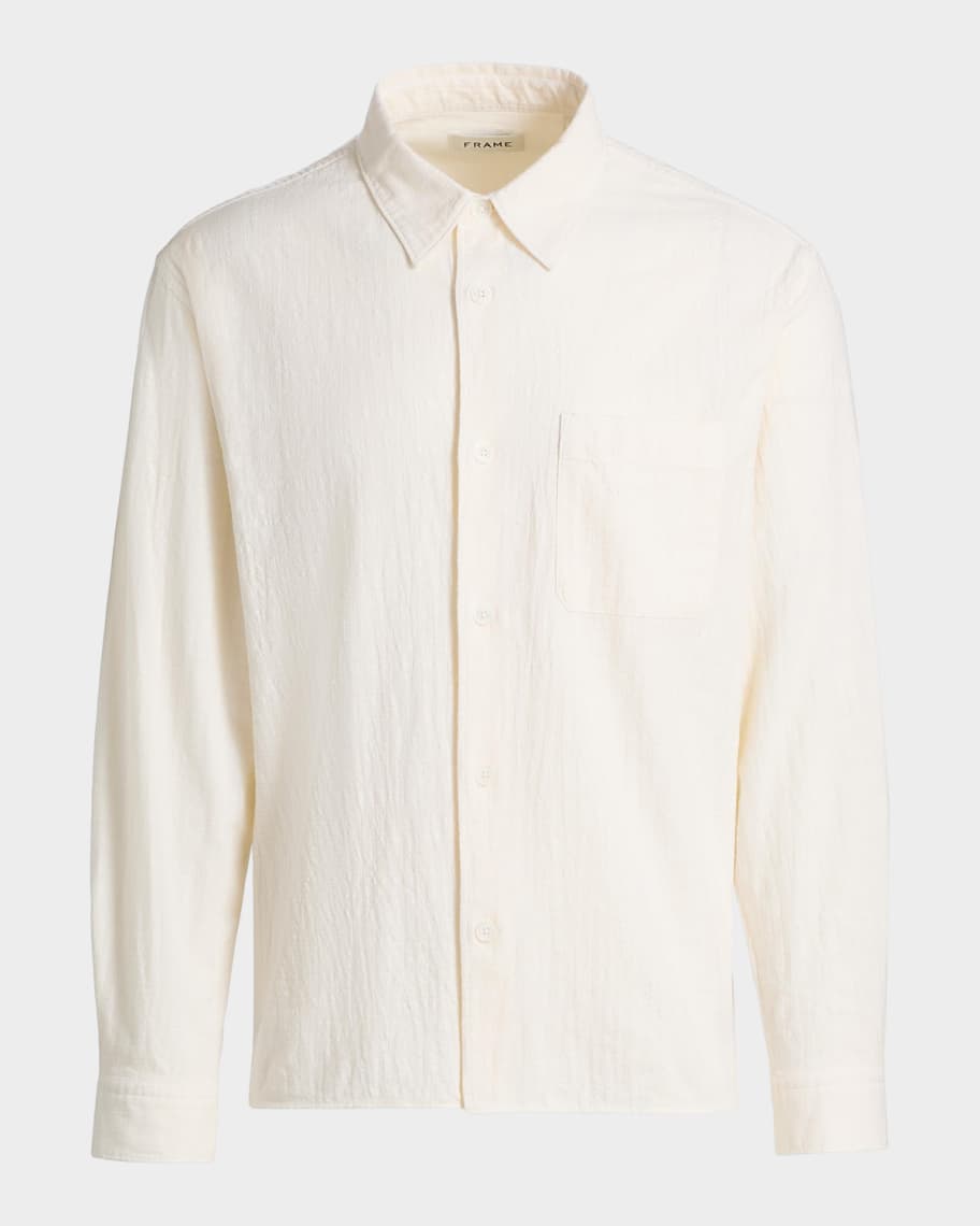 FRAME Men's Seersucker Cotton Shirt | Neiman Marcus