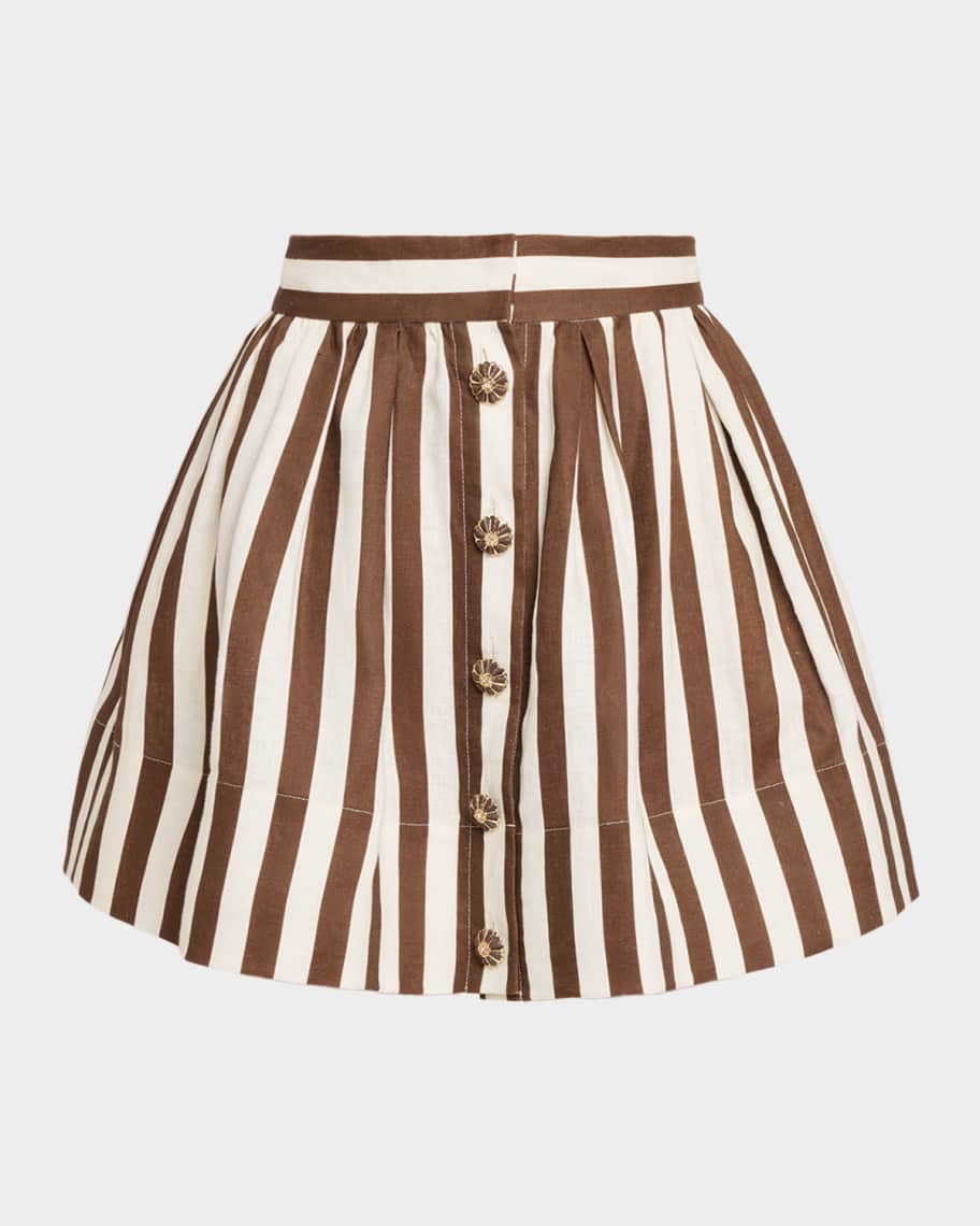 Cara Cara Betty Linen Fit-&-Flare Mini Skirt | Neiman Marcus