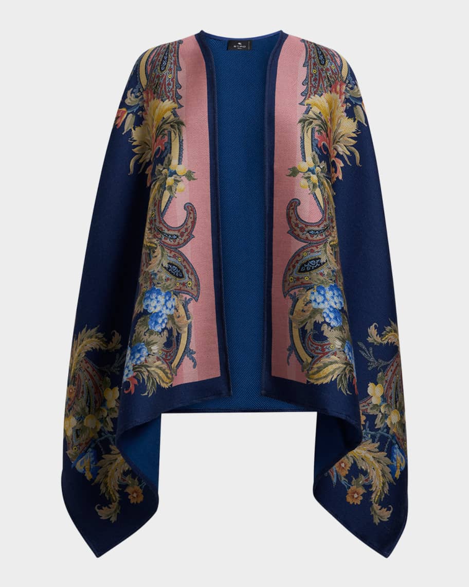 Etro Paisley Wool-Blend Jacquard Cape | Neiman Marcus