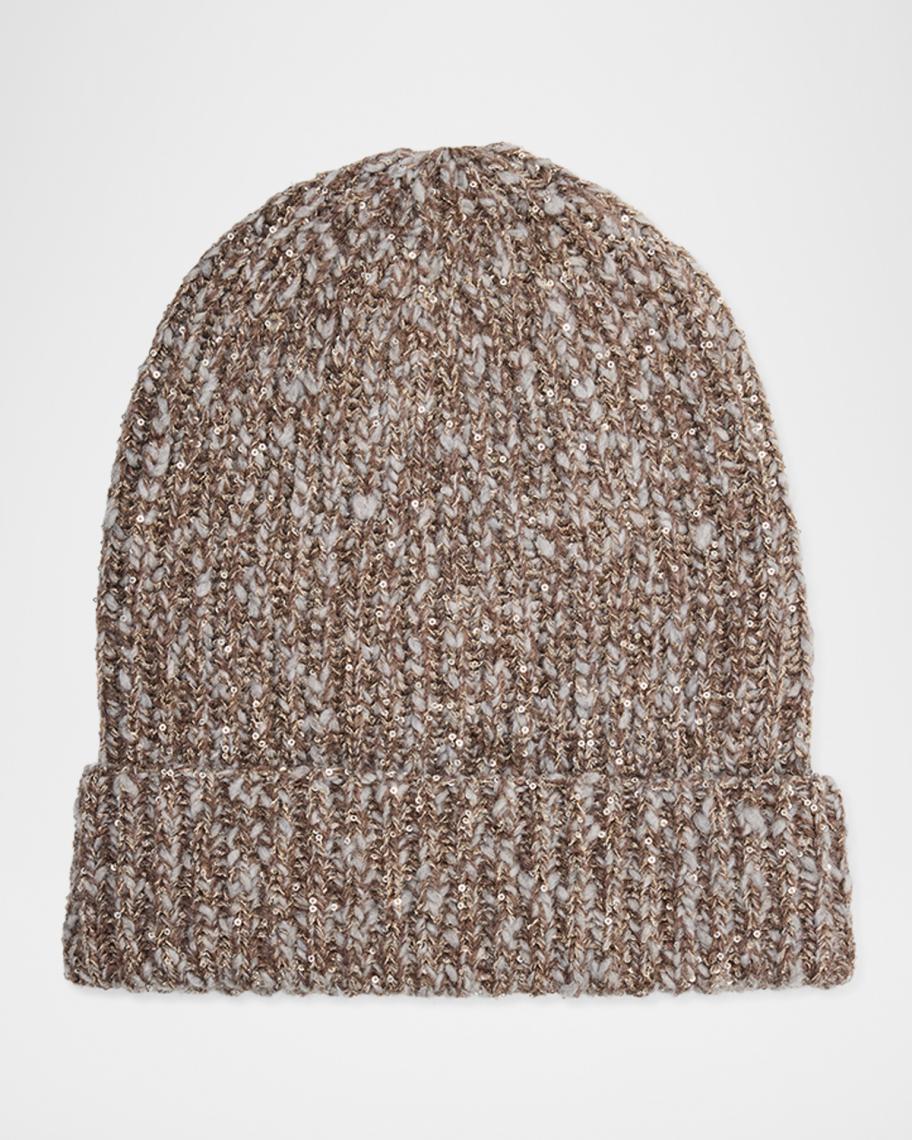 BRUNELLO CUCINELLI カシミヤ スパンコール・ラメ ニット帽 Brunello Cucinelli Sequin-Embellished Cashmere Beanie | Neiman Marcus