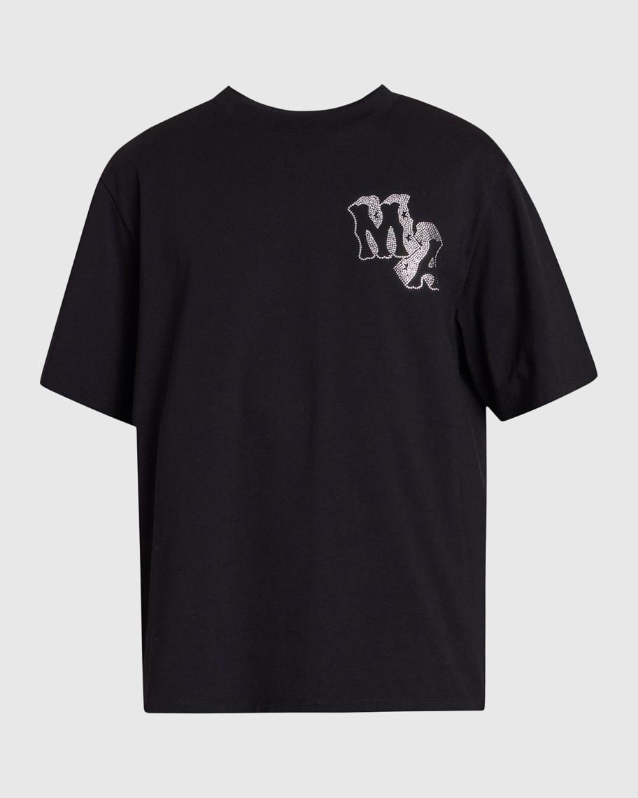 Amiri Men's Crystal-Embellished Logo Cotton T-Shirt | Neiman Marcus