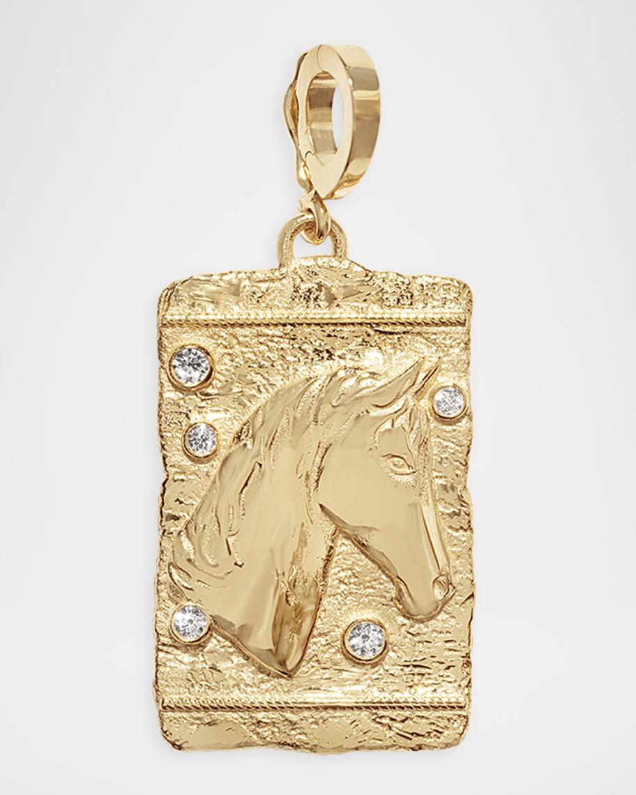 アクセサリー K18 Horse pendant top AZLEE 18K Horse Large Relic Pendant with Diamonds | Neiman Marcus