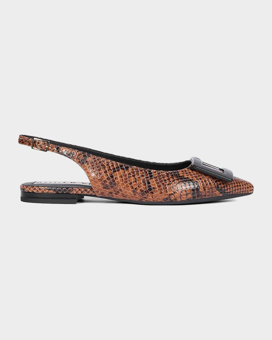 Roger Vivier Gommettine Croc-Embossed Leather Slingback Ballerina