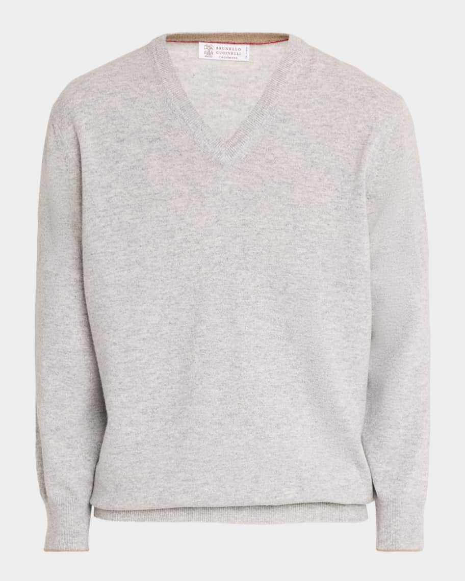 Brunello Cucinelli Men's Cashmere V-Neck Sweater | Neiman Marcus