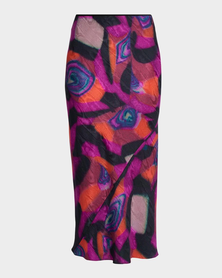 Dries Van Noten Marbled Clay Printed Twill Midi Skirt | Neiman Marcus