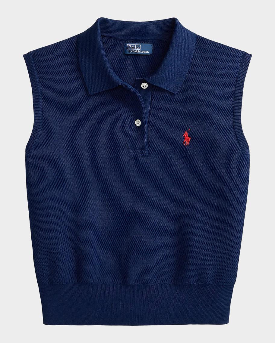 Polo Ralph Lauren Logo Cotton Crop Polo Top | Neiman Marcus