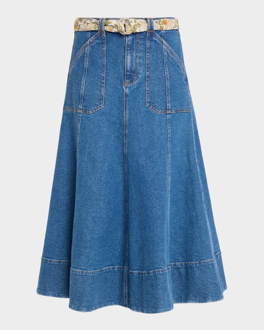 Cinq a Sept Benji Denim Midi Skirt | Neiman Marcus