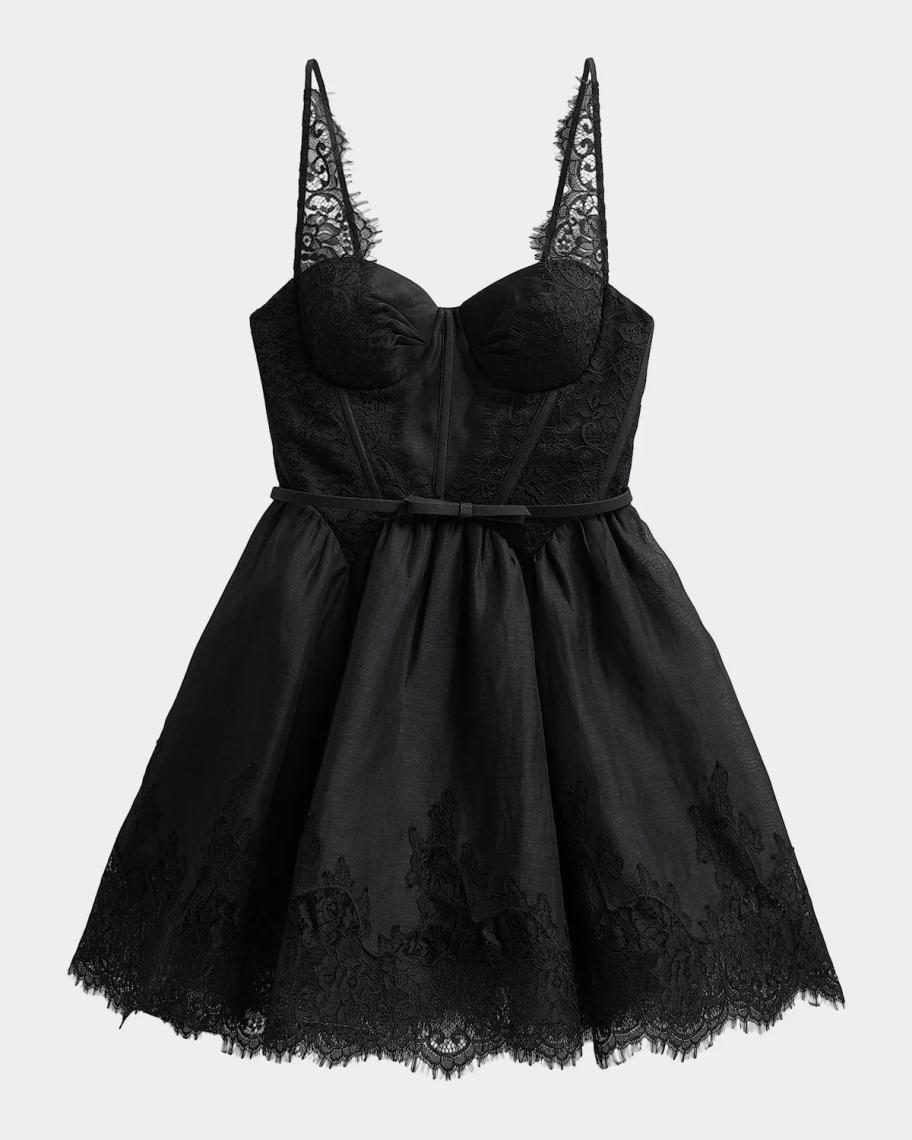 Zimmermann Valiant Lace-Trim Mini Dress | Neiman Marcus