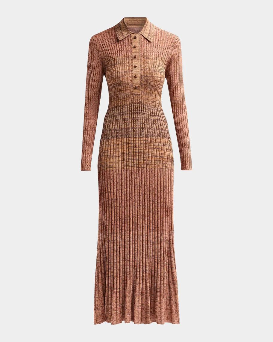 Zimmermann Mouline Rib-Knit Polo Midi Dress | Neiman Marcus